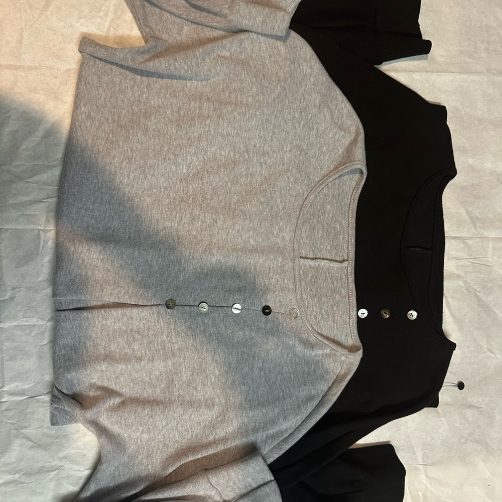 Gray and Black Button-Up Cardigans